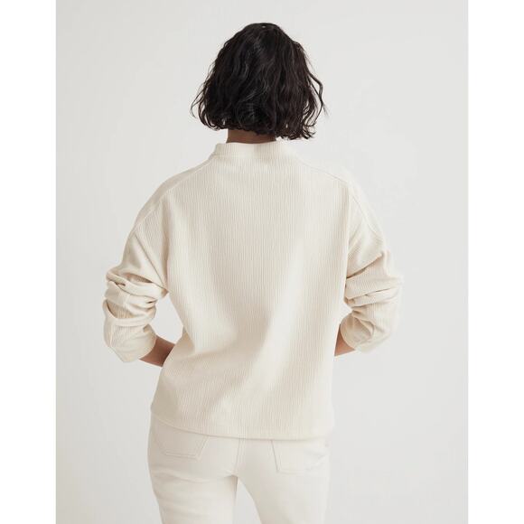 Madewell Jacquard Stripe Funnel Neck Top in Antique Cream Size XXS - Picture 6 of 14